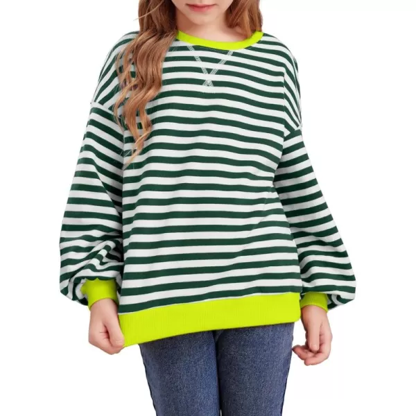 blibean Girls Cotton Long Sleeve Sweathirts Striped Color Block Tops Size 6-15 Years