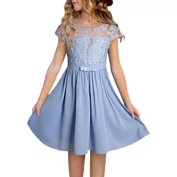 blibean Girls Elegant Lace Mesh Semi Formal Party Dress Size 6-15 Years