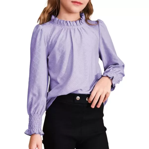 blibean Teen Girls Fall Ruffle Bloues Kids Smocked Long Sleeve Shirts Size 6-15 Years