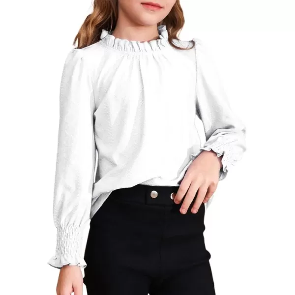 blibean Teen Girls Fall Ruffle Bloues Kids Smocked Long Sleeve Shirts Size 6-15 Years