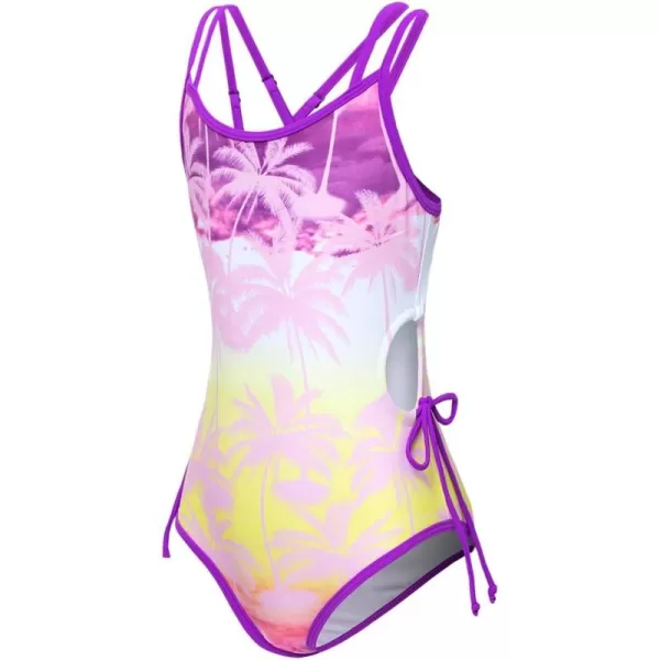 blibean Teen Girls Swimsuit One Piece Cut Out Adjustable Print Bathing Suit Size 6-15 Years