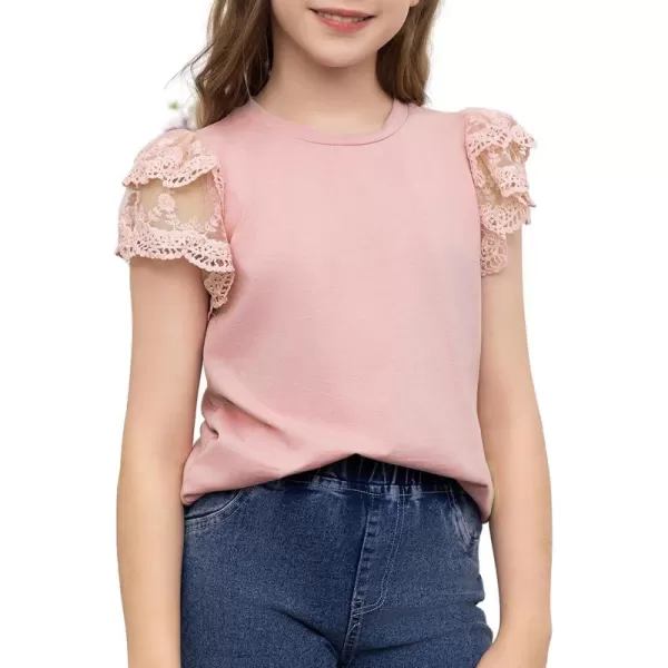 blibean Teen Girls Tshirt Cotton Flowy Short Sleeve Button Tops Size 6-15 Years