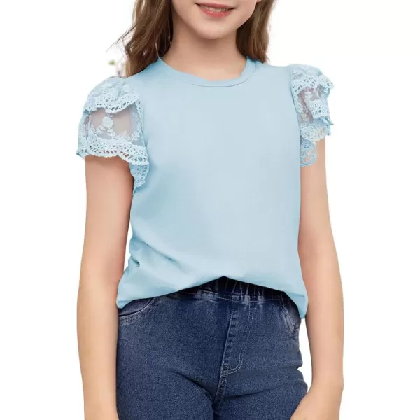blibean Teen Girls Tshirt Cotton Flowy Short Sleeve Button Tops Size 6-15 Years