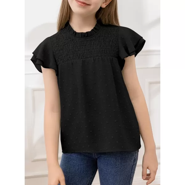 bilbean Girls Elegant Polked Swiss Dot Long Sleeve Shirts Tops 6-15 Years