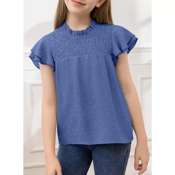 bilbean Girls Elegant Polked Swiss Dot Long Sleeve Shirts Tops 6-15 Years