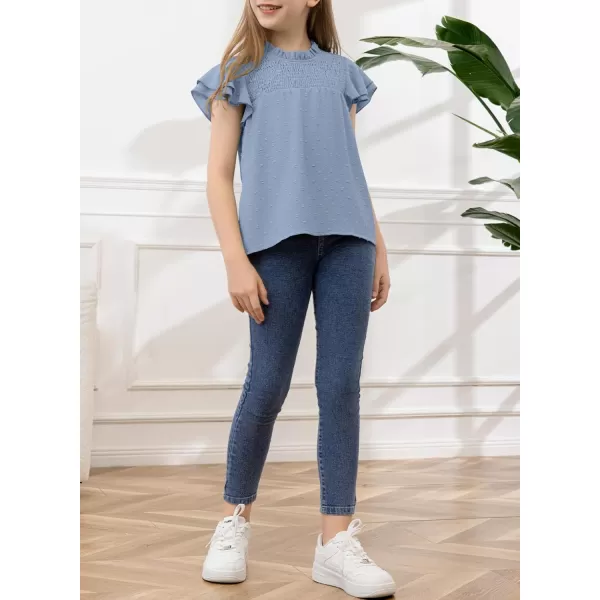 bilbean Girls Elegant Polked Swiss Dot Long Sleeve Shirts Tops 6-15 Years