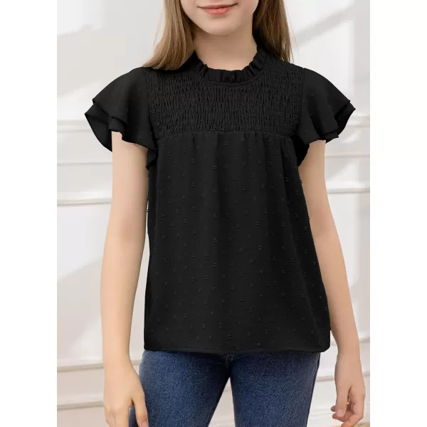 bilbean Girls Elegant Polked Swiss Dot Long Sleeve Shirts Tops 6-15 Years