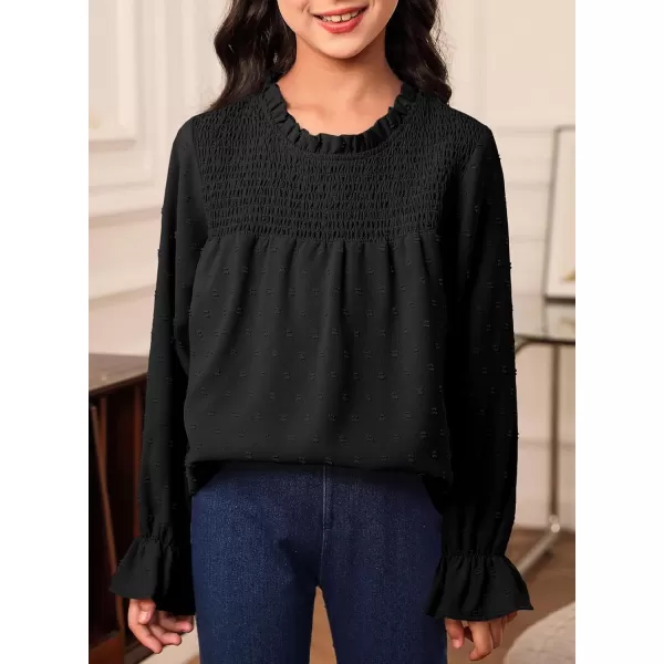 bilbean Girls Elegant Polked Swiss Dot Long Sleeve Shirts Tops 6-15 Years