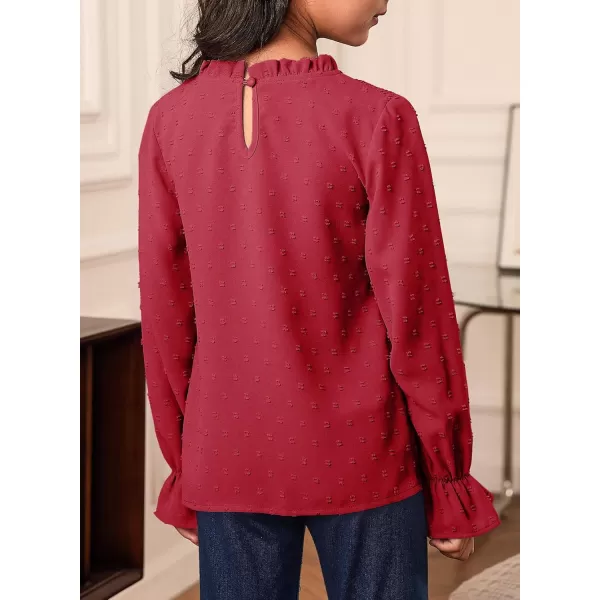 bilbean Girls Elegant Polked Swiss Dot Long Sleeve Shirts Tops 6-15 Years