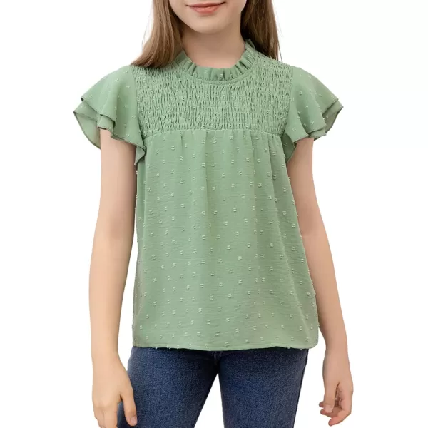 bilbean Girls Elegant Polked Swiss Dot Long Sleeve Shirts Tops 6-15 Years