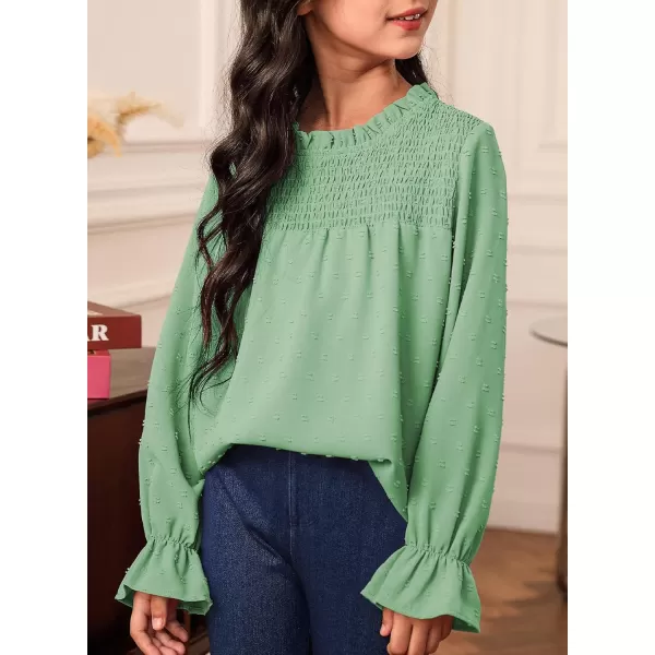 bilbean Girls Elegant Polked Swiss Dot Long Sleeve Shirts Tops 6-15 Years