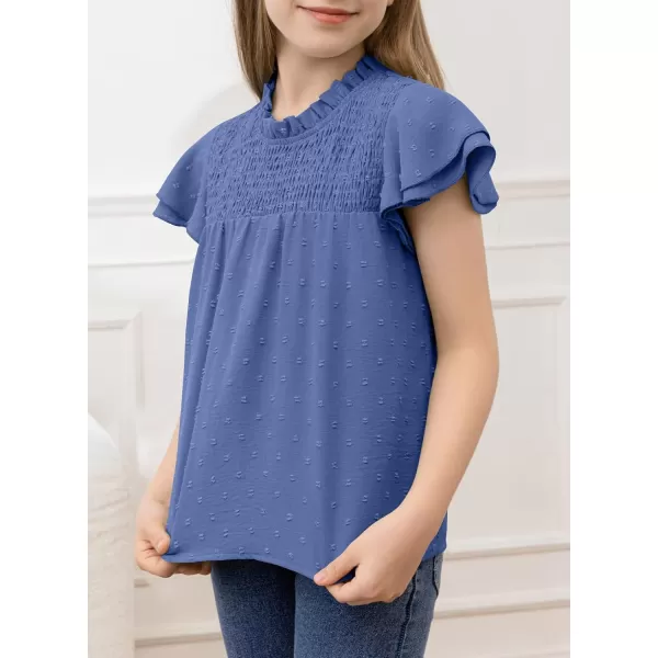 bilbean Girls Elegant Polked Swiss Dot Long Sleeve Shirts Tops 6-15 Years