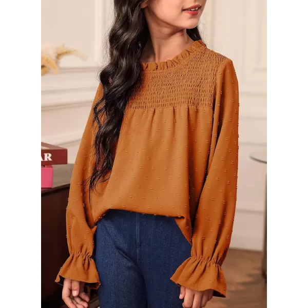 bilbean Girls Elegant Polked Swiss Dot Long Sleeve Shirts Tops 6-15 Years