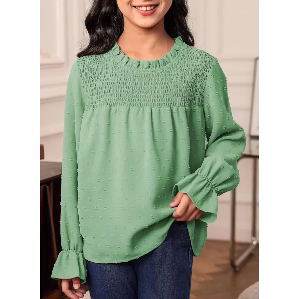 bilbean Girls Elegant Polked Swiss Dot Long Sleeve Shirts Tops 6-15 Years