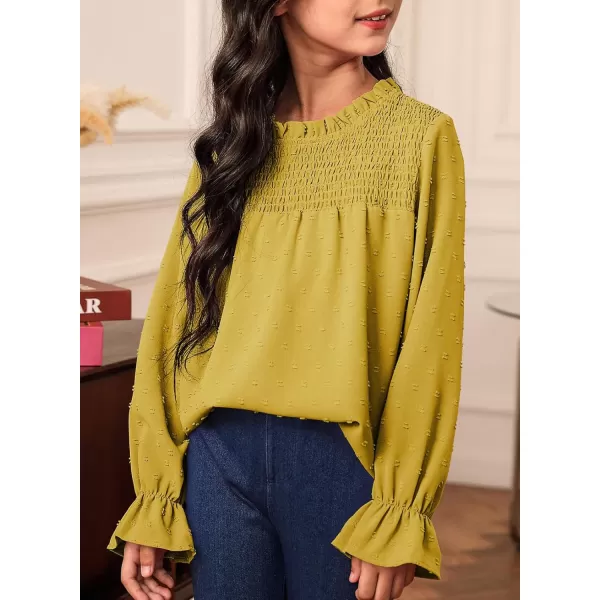 bilbean Girls Elegant Polked Swiss Dot Long Sleeve Shirts Tops 6-15 Years