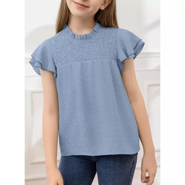 bilbean Girls Elegant Polked Swiss Dot Long Sleeve Shirts Tops 6-15 Years
