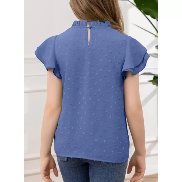 bilbean Girls Elegant Polked Swiss Dot Long Sleeve Shirts Tops 6-15 Years