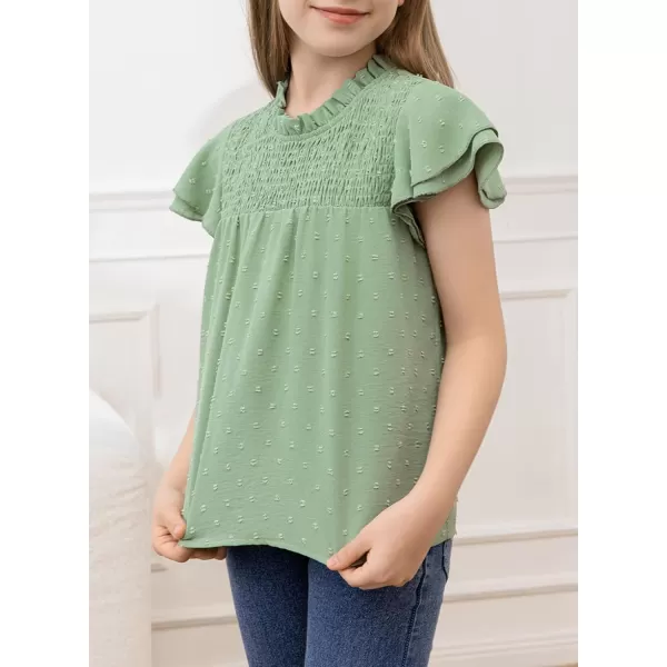 bilbean Girls Elegant Polked Swiss Dot Long Sleeve Shirts Tops 6-15 Years