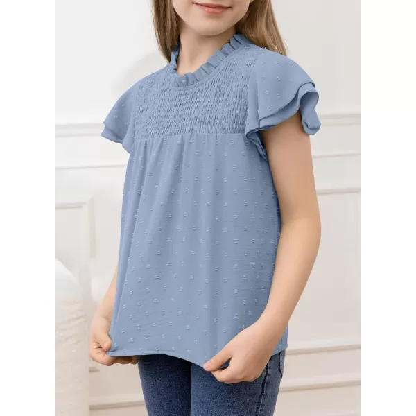 bilbean Girls Elegant Polked Swiss Dot Long Sleeve Shirts Tops 6-15 Years