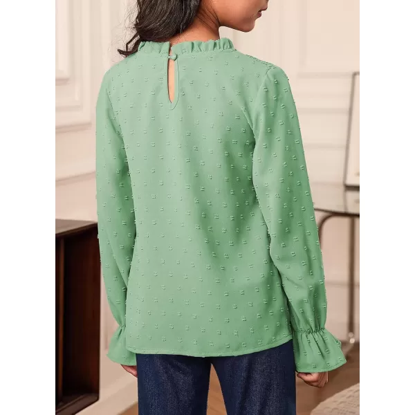 bilbean Girls Elegant Polked Swiss Dot Long Sleeve Shirts Tops 6-15 Years