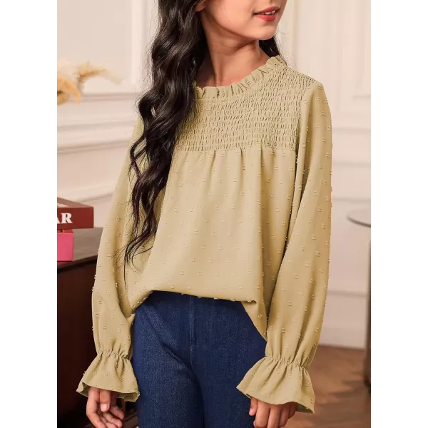 bilbean Girls Elegant Polked Swiss Dot Long Sleeve Shirts Tops 6-15 Years