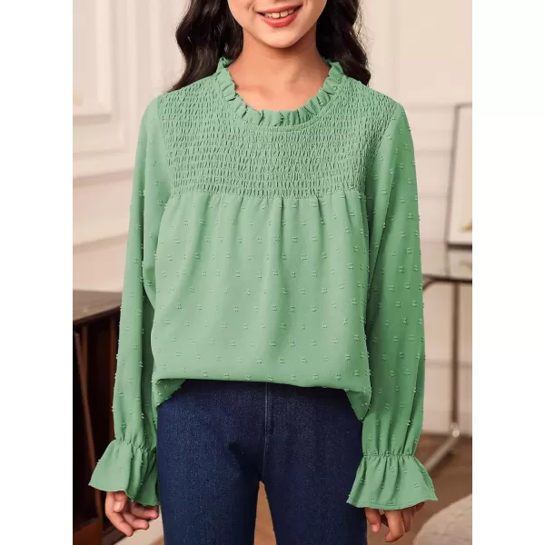 bilbean Girls Elegant Polked Swiss Dot Long Sleeve Shirts Tops 6-15 Years