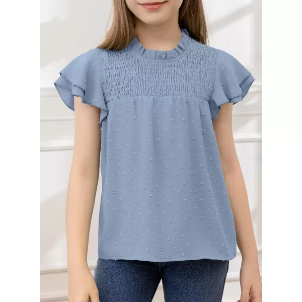 bilbean Girls Elegant Polked Swiss Dot Long Sleeve Shirts Tops 6-15 Years