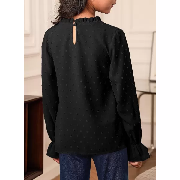 bilbean Girls Elegant Polked Swiss Dot Long Sleeve Shirts Tops 6-15 Years