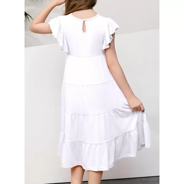 blibean Girl 2024 Summer Boho Sun Dress Ruffled Pockets Dresses Size 6-15 Years