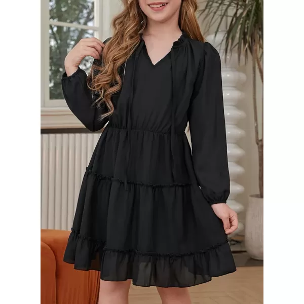 blibean Girl Fall Long Sleeve Dress Kids Floral Bohemian Tiered Dresses 4-15 Years Old