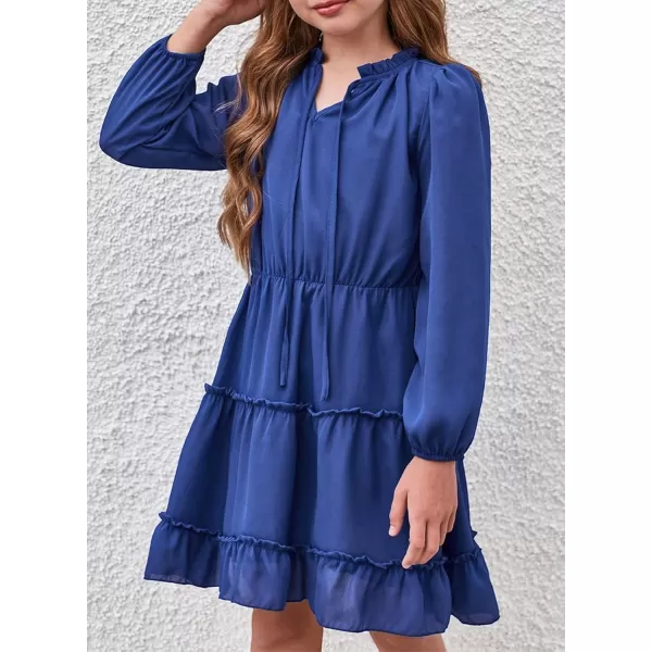 blibean Girl Fall Long Sleeve Dress Kids Floral Bohemian Tiered Dresses 4-15 Years Old