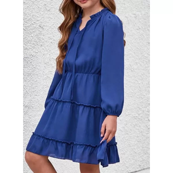 blibean Girl Fall Long Sleeve Dress Kids Floral Bohemian Tiered Dresses 4-15 Years Old