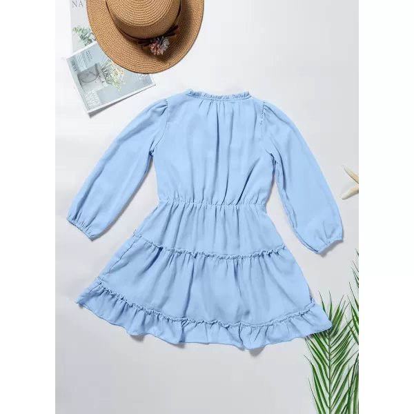 blibean Girl Fall Long Sleeve Dress Kids Floral Bohemian Tiered Dresses 4-15 Years Old