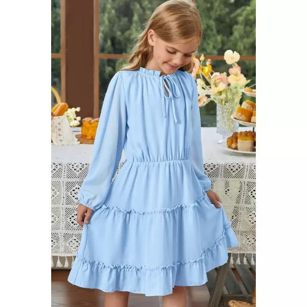 blibean Girl Fall Long Sleeve Dress Kids Floral Bohemian Tiered Dresses 4-15 Years Old