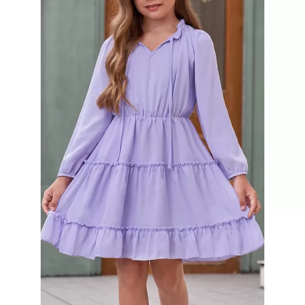 blibean Girl Fall Long Sleeve Dress Kids Floral Bohemian Tiered Dresses 4-15 Years Old