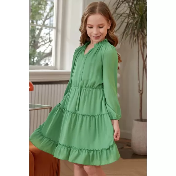 blibean Girl Fall Long Sleeve Dress Kids Floral Bohemian Tiered Dresses 4-15 Years Old