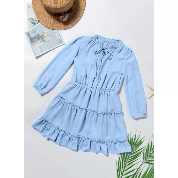 blibean Girl Fall Long Sleeve Dress Kids Floral Bohemian Tiered Dresses 4-15 Years Old