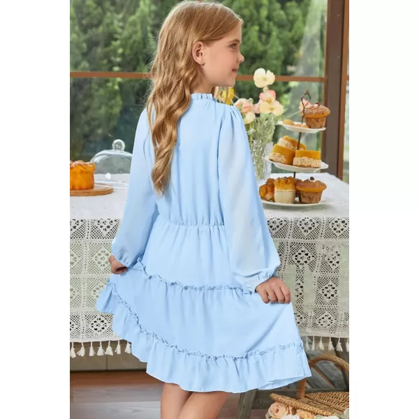 blibean Girl Fall Long Sleeve Dress Kids Floral Bohemian Tiered Dresses 4-15 Years Old