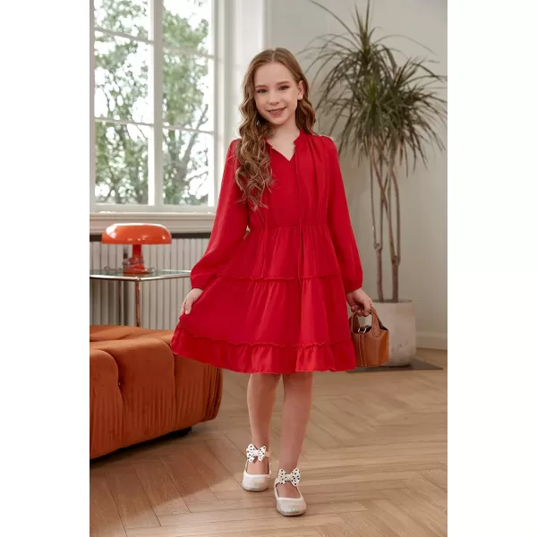 blibean Girl Fall Long Sleeve Dress Kids Floral Bohemian Tiered Dresses 4-15 Years Old