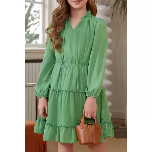blibean Girl Fall Long Sleeve Dress Kids Floral Bohemian Tiered Dresses 4-15 Years Old