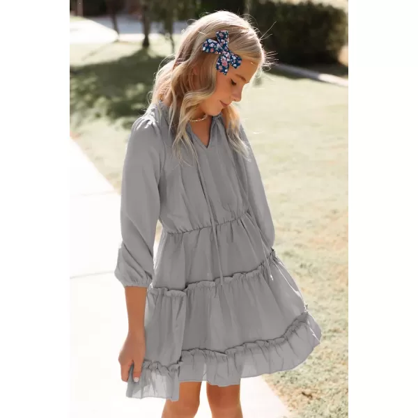 blibean Girl Fall Long Sleeve Dress Kids Floral Bohemian Tiered Dresses 4-15 Years Old
