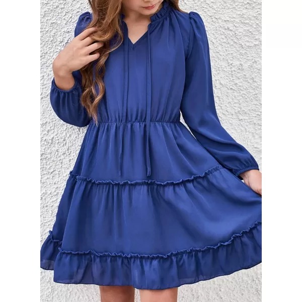 blibean Girl Fall Long Sleeve Dress Kids Floral Bohemian Tiered Dresses 4-15 Years Old