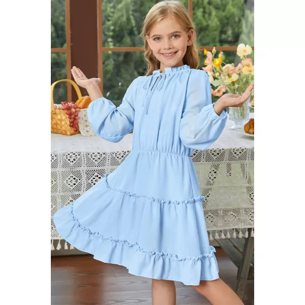 blibean Girl Fall Long Sleeve Dress Kids Floral Bohemian Tiered Dresses 4-15 Years Old