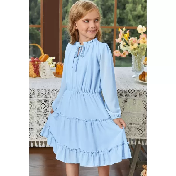 blibean Girl Fall Long Sleeve Dress Kids Floral Bohemian Tiered Dresses 4-15 Years Old