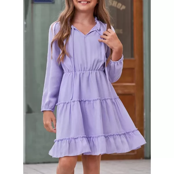 blibean Girl Fall Long Sleeve Dress Kids Floral Bohemian Tiered Dresses 4-15 Years Old