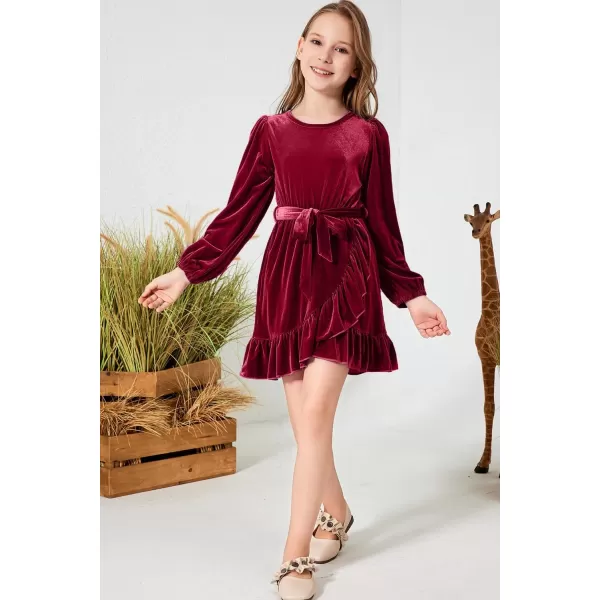 blibean Girl Fall Long Sleeve Velvet Dress Kid Size 6-15 Years Old