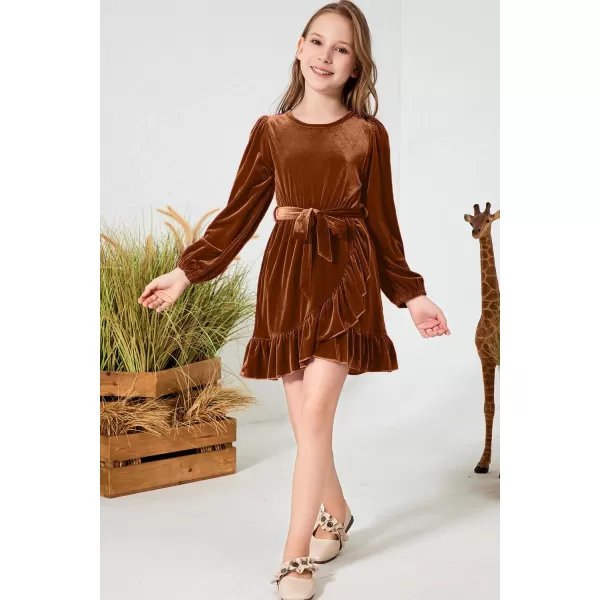 blibean Girl Fall Long Sleeve Velvet Dress Kid Size 6-15 Years Old