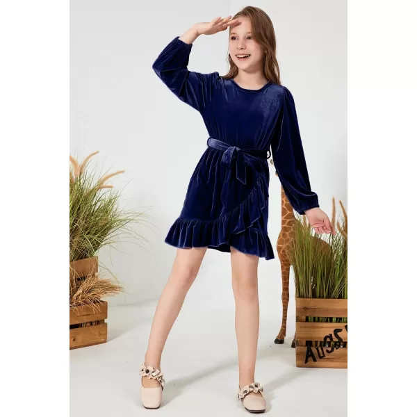 blibean Girl Fall Long Sleeve Velvet Dress Kid Size 6-15 Years Old
