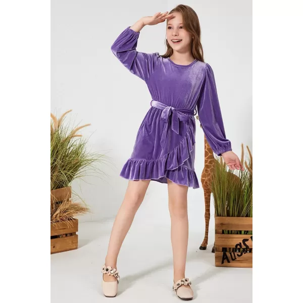 blibean Girl Fall Long Sleeve Velvet Dress Kid Size 6-15 Years Old