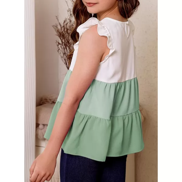 blibean Girl Summer Color Black Ruffle Sleeve Shirts Size 4-15 Years